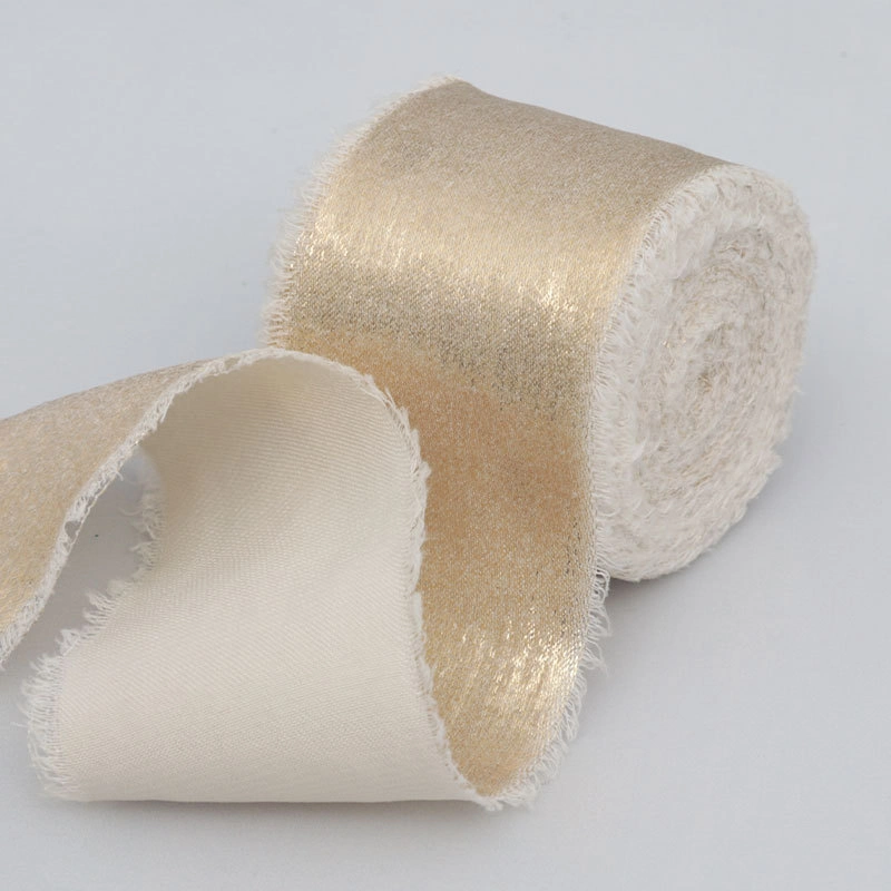 Cuộn ruy băng vải lụa phủ nhũ bạc đồng xé tua viền 4cm x 5yard (1 cuộn) ảnh 12