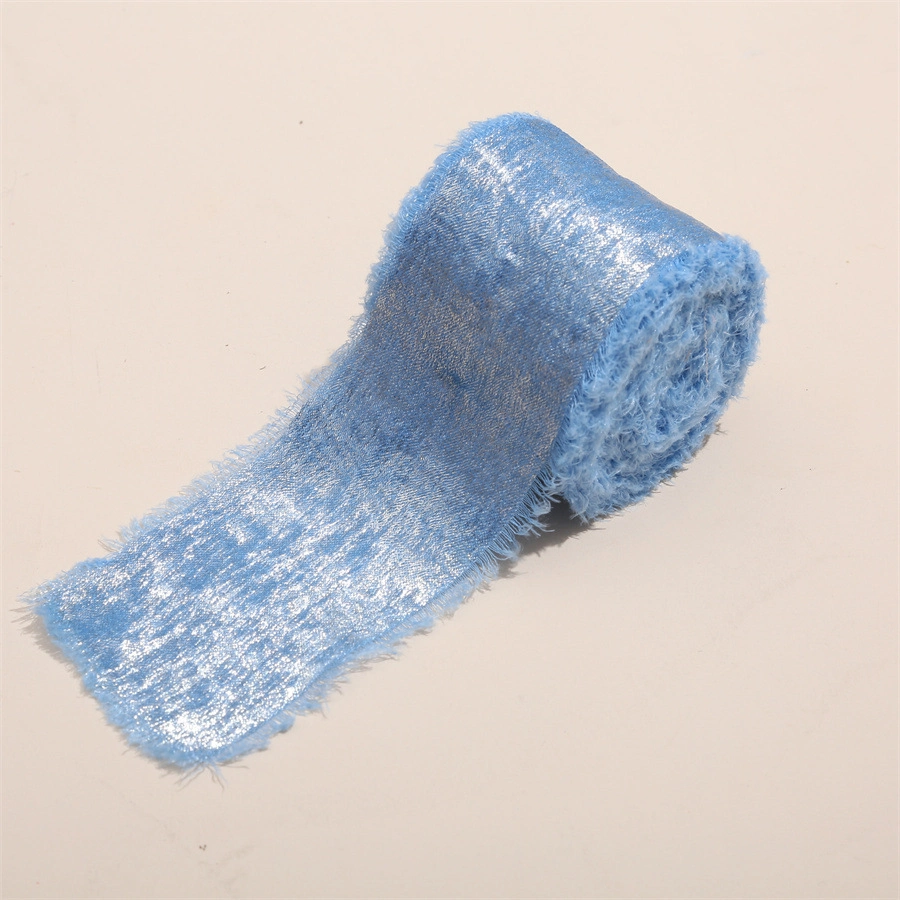 Cuộn ruy băng vải lụa phủ nhũ bạc đồng xé tua viền 4cm x 5yard (1 cuộn) ảnh 19