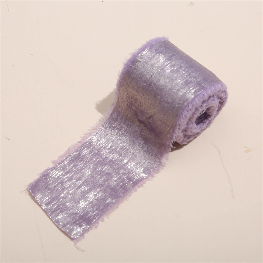 Cuộn ruy băng vải lụa phủ nhũ bạc đồng xé tua viền 4cm x 5yard (1 cuộn) ảnh 23