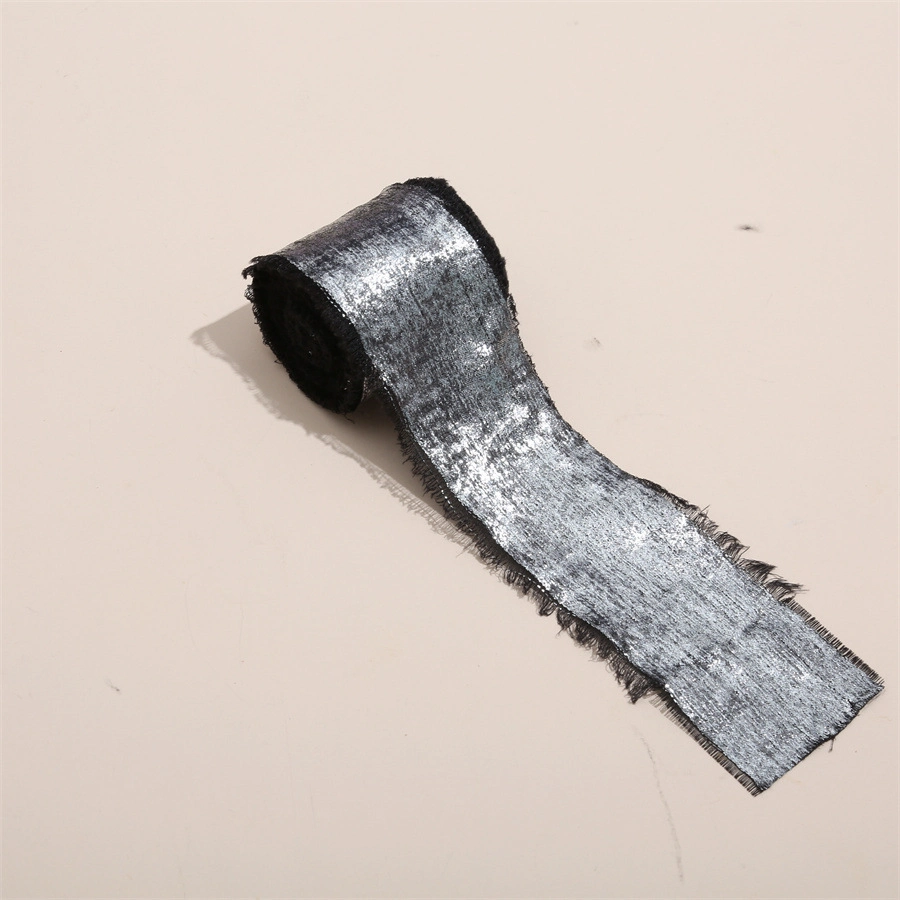 Cuộn ruy băng vải lụa phủ nhũ bạc đồng xé tua viền 4cm x 5yard (1 cuộn) ảnh 28