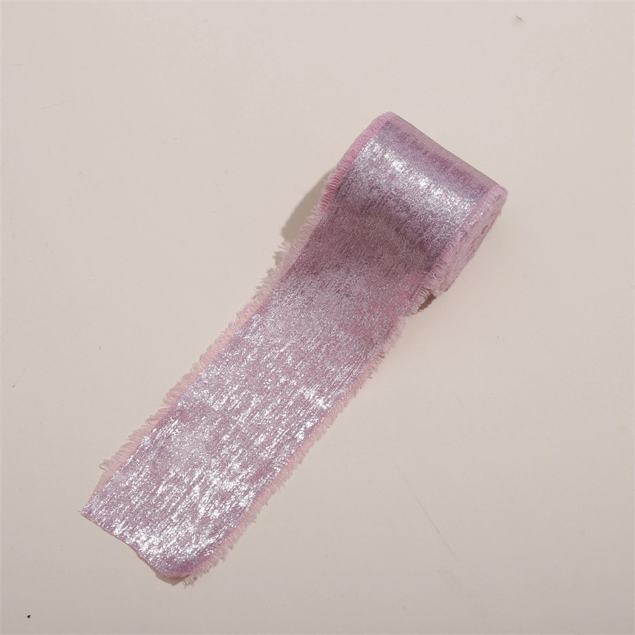 Cuộn ruy băng vải lụa phủ nhũ bạc đồng xé tua viền 4cm x 5yard (1 cuộn) ảnh 31