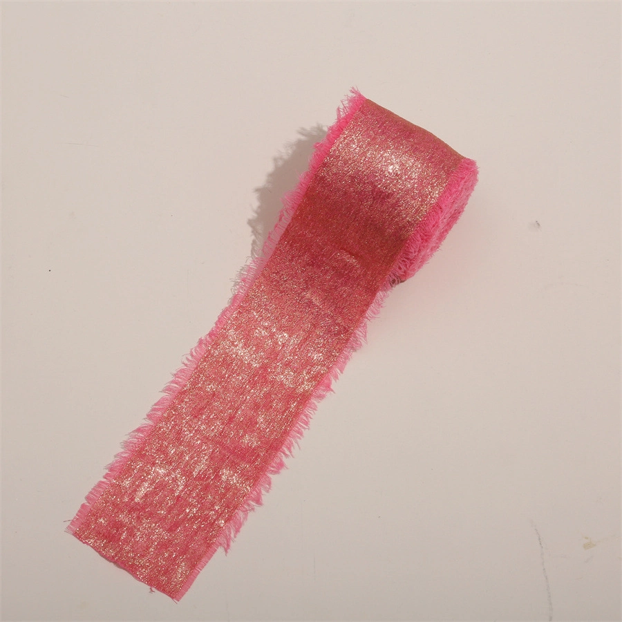 Cuộn ruy băng vải lụa phủ nhũ bạc đồng xé tua viền 4cm x 5yard (1 cuộn) ảnh 32
