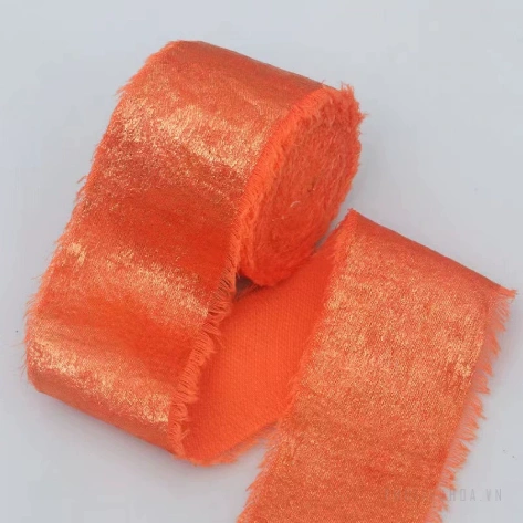 Cuộn ruy băng vải lụa phủ nhũ bạc đồng xé tua viền 4cm x 5yard (1 cuộn) ảnh 15