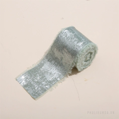 Cuộn ruy băng vải lụa phủ nhũ bạc đồng xé tua viền 4cm x 5yard (1 cuộn) ảnh 22