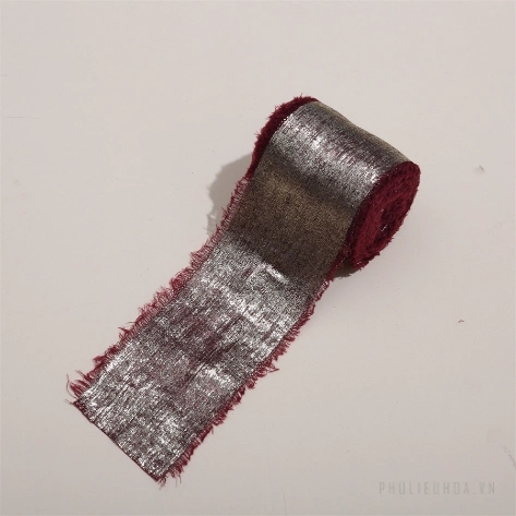 Cuộn ruy băng vải lụa phủ nhũ bạc đồng xé tua viền 4cm x 5yard (1 cuộn) ảnh 29