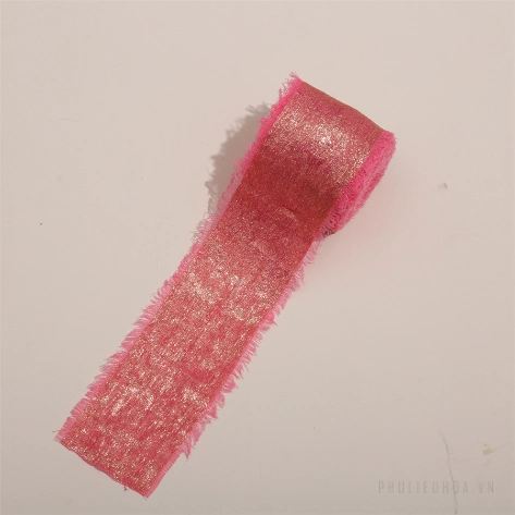 Cuộn ruy băng vải lụa phủ nhũ bạc đồng xé tua viền 4cm x 5yard (1 cuộn) ảnh 32