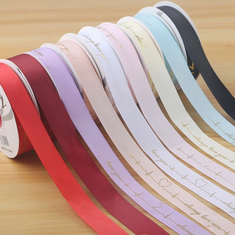 Ruy băng gân in họa tiết đồng nhịp tim always love you 2,5cm x 32yard ảnh 3