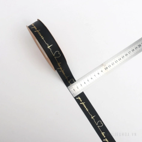 Ruy băng gân in họa tiết đồng nhịp tim always love you 2,5cm x 32yard ảnh 7
