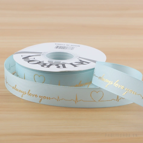 Ruy băng gân in họa tiết đồng nhịp tim always love you 2,5cm x 32yard ảnh 12