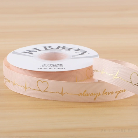 Ruy băng gân in họa tiết đồng nhịp tim always love you 2,5cm x 32yard ảnh 13