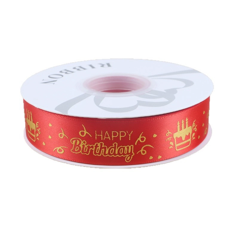 Ruy băng satin sinh nhật in chữ nhũ đồng Happy Birthday khổ 2.5cm x 32yard ảnh 3