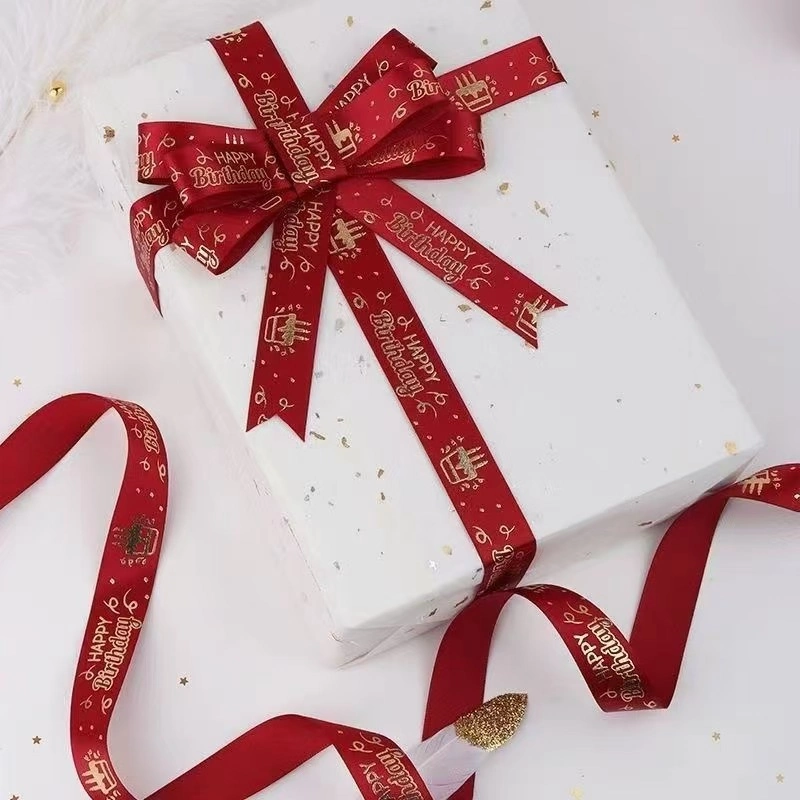 Ruy băng satin sinh nhật in chữ nhũ đồng Happy Birthday khổ 2.5cm x 32yard ảnh 5