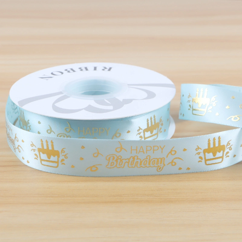 Ruy băng satin sinh nhật in chữ nhũ đồng Happy Birthday khổ 2.5cm x 32yard ảnh 11