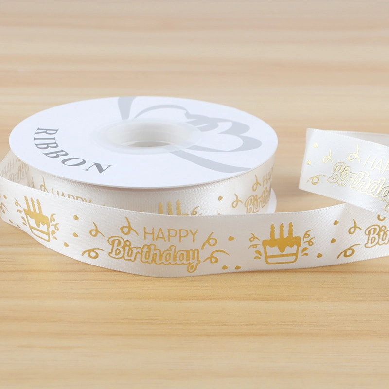 Ruy băng satin sinh nhật in chữ nhũ đồng Happy Birthday khổ 2.5cm x 32yard ảnh 12