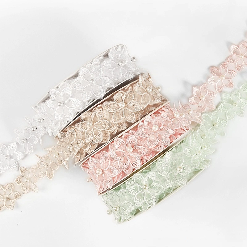 Cuộn ruy băng hoa ngọc trai 3,5cm x 3m ảnh 2