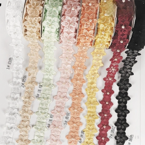 Cuộn ruy băng hoa ngọc trai 3,5cm x 3m ảnh 3