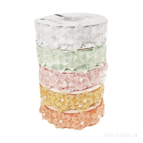 Cuộn ruy băng hoa ngọc trai 3,5cm x 3m ảnh 8