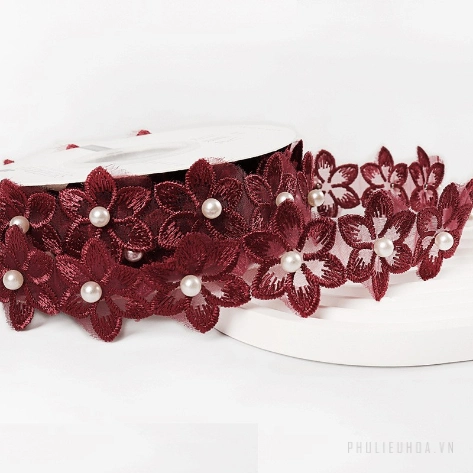 Cuộn ruy băng hoa ngọc trai 3,5cm x 3m ảnh 10