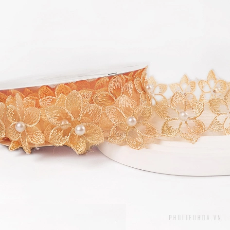 Cuộn ruy băng hoa ngọc trai 3,5cm x 3m ảnh 11