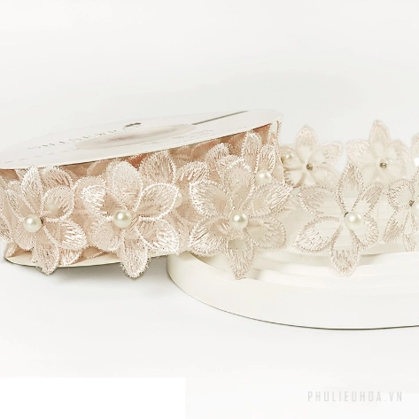 Cuộn ruy băng hoa ngọc trai 3,5cm x 3m ảnh 12