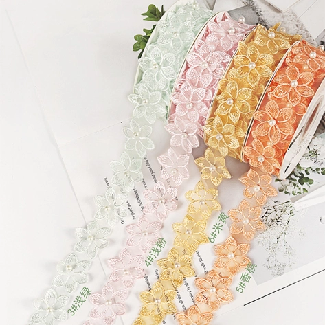 Ảnh sản phẩm Cuộn ruy băng hoa ngọc trai 3,5cm x 3m 1