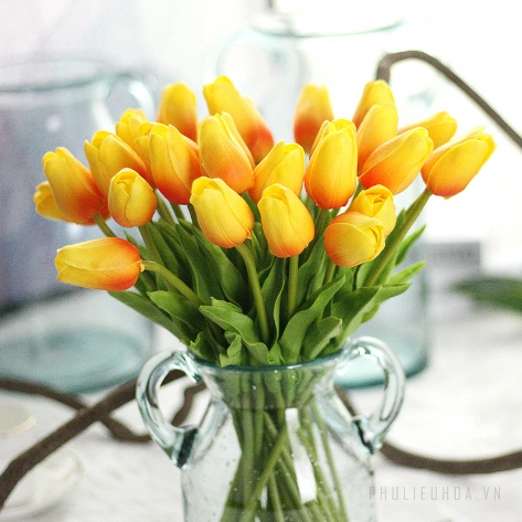 Hoa tulip giả nhiều màu ảnh 5