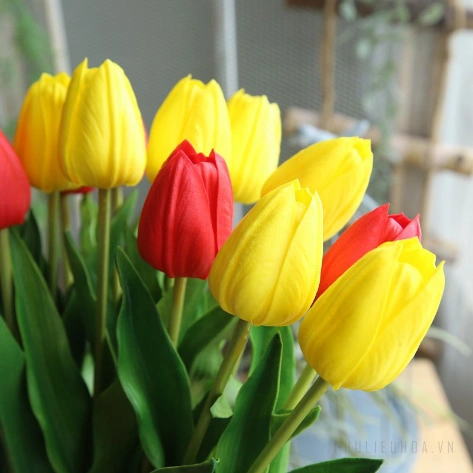 Hoa tulip giả nhiều màu ảnh 20