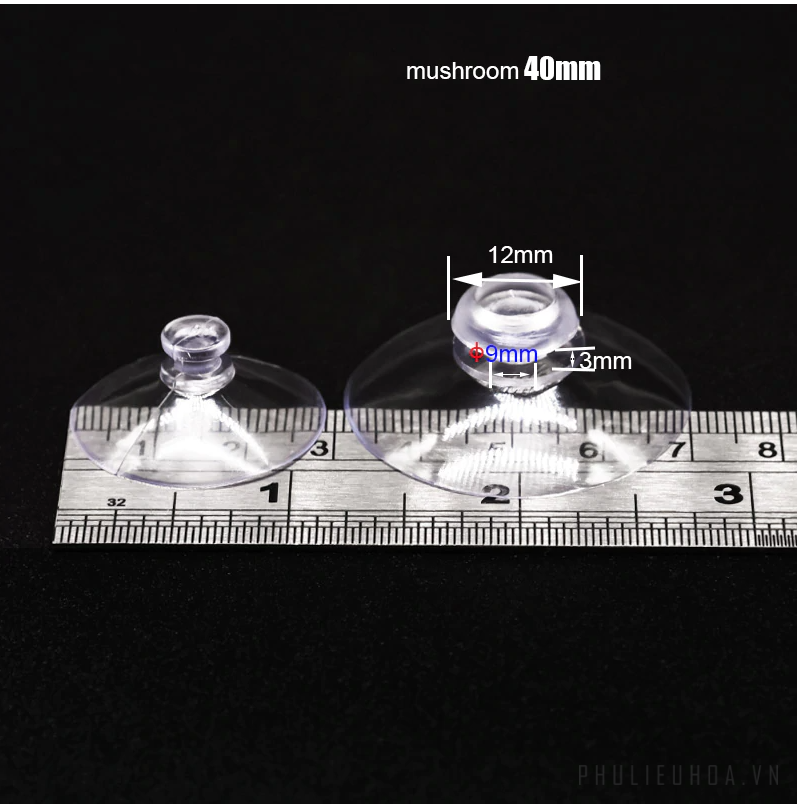 Núm cao su hút chân không mặt phẳng, kính