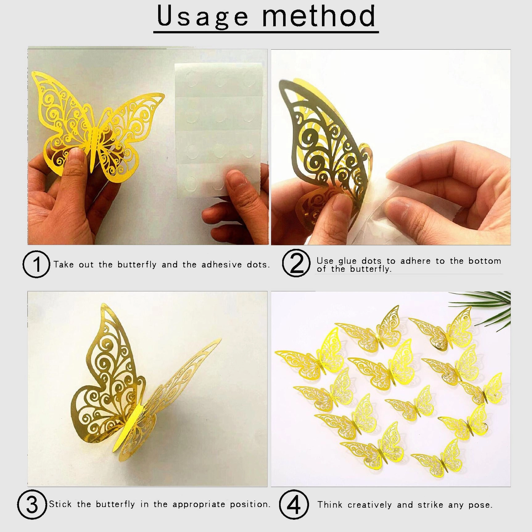 Set bươm bướm giả trang trí 3D nhiều màu sắc ảnh 11