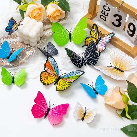 Set bươm bướm giả trang trí 3D dạng classic set 36 con ảnh 39