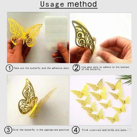 Set bươm bướm giả trang trí 3D nhiều màu sắc ảnh 11