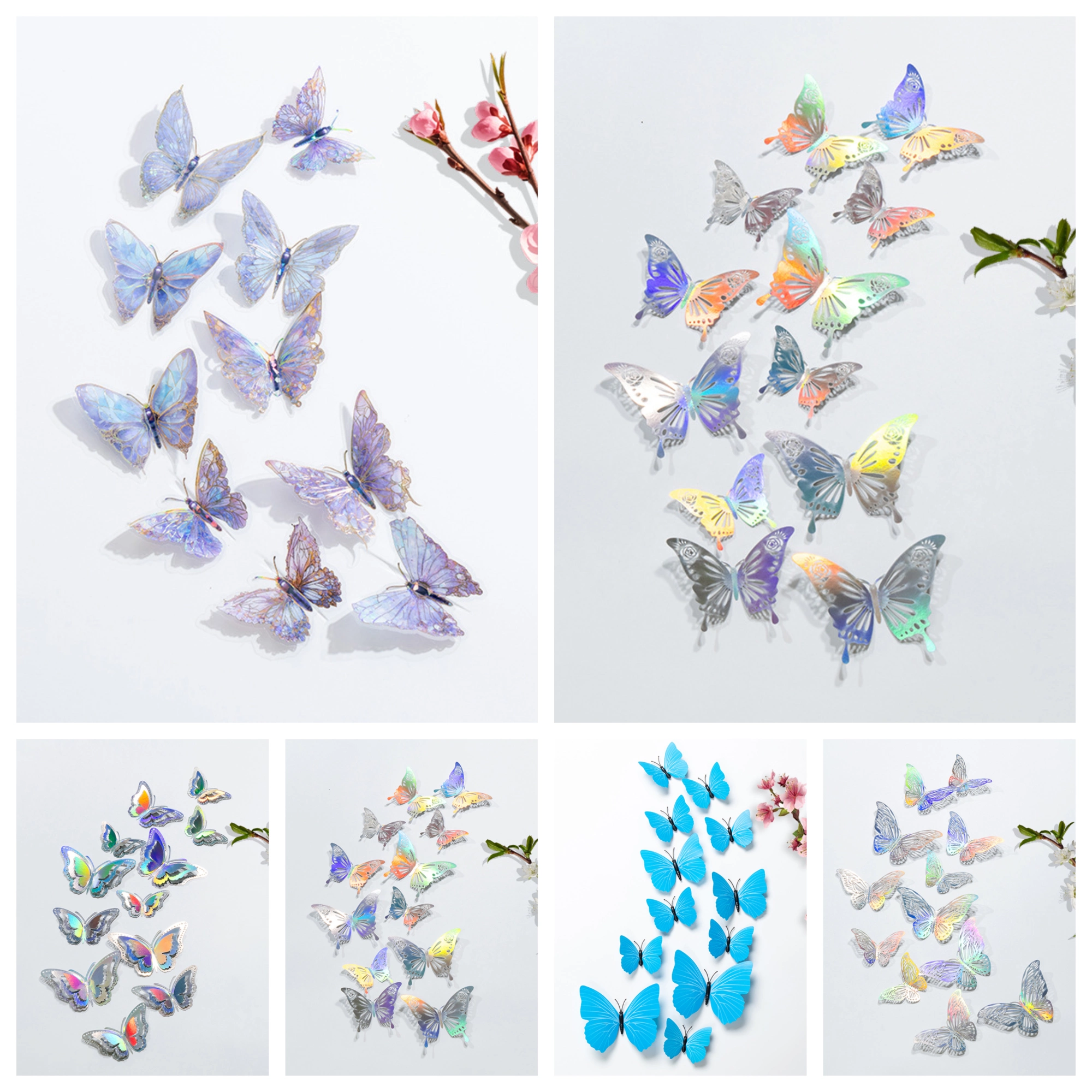 Set bươm bướm giả trang trí 3D dạng classic set 36 con ảnh 1