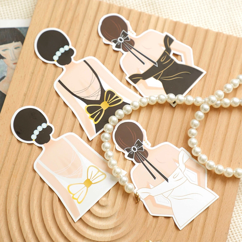 Set 40 thiệp giấy chibi cô gái váy dạ hội trang trí hoa và cắm bánh size 7x12cm ảnh 4