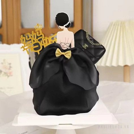 Set 40 thiệp giấy chibi cô gái váy dạ hội trang trí hoa và cắm bánh size 7x12cm ảnh 14