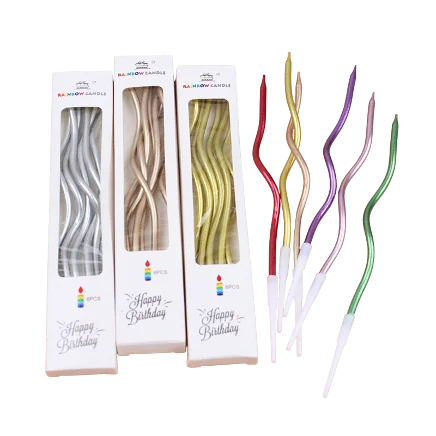 Ảnh sản phẩm Hộp nến xoắn trang trí bánh kem 6 cây Rainbow Candle 15cm sáp cao cấp 
 1
