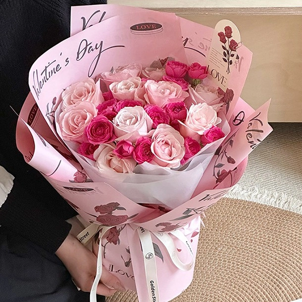 Giấy lót họa tiết hoa hồng đỏ xấp 10 tờ 35x50 Valentine's Day ảnh 2