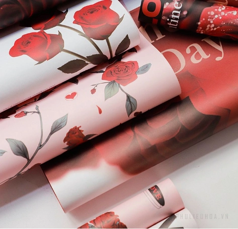 Giấy lót họa tiết hoa hồng đỏ xấp 10 tờ 35x50 Valentine's Day ảnh 4