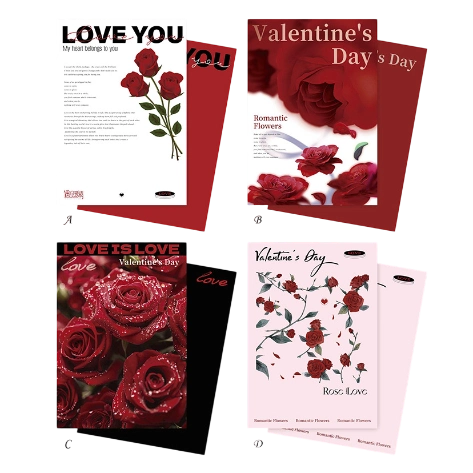Giấy lót họa tiết hoa hồng đỏ xấp 10 tờ 35x50 Valentine's Day ảnh 1