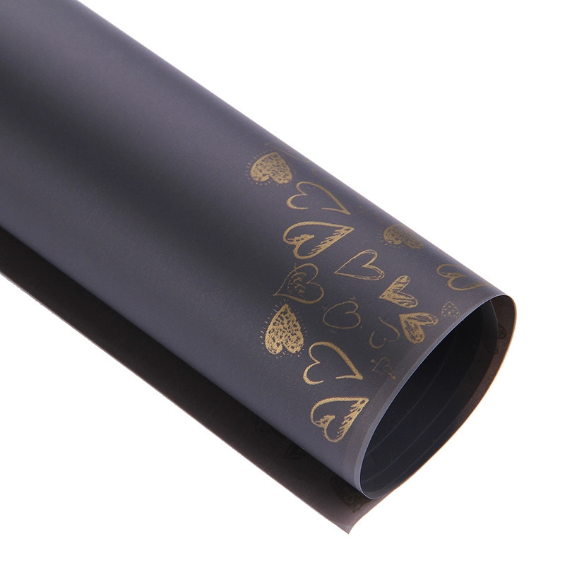 Xấp 10 giấy gói hoa bóng mờ chống nước họa tiết trái tim vàng 4 góc  tờ 57x57 ảnh 8