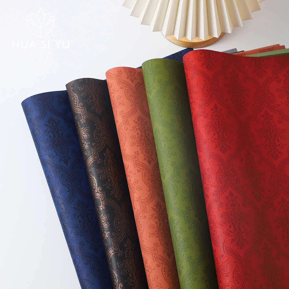 Giấy gói hoa họa tiết giả PU cổ điển cuộn 60cm x 6 yard ảnh 2