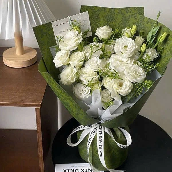 Giấy gói hoa họa tiết giả PU cổ điển cuộn 60cm x 6 yard ảnh 8