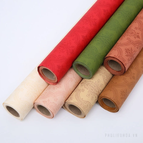 Giấy gói hoa họa tiết giả PU cổ điển cuộn 60cm x 6 yard ảnh 12