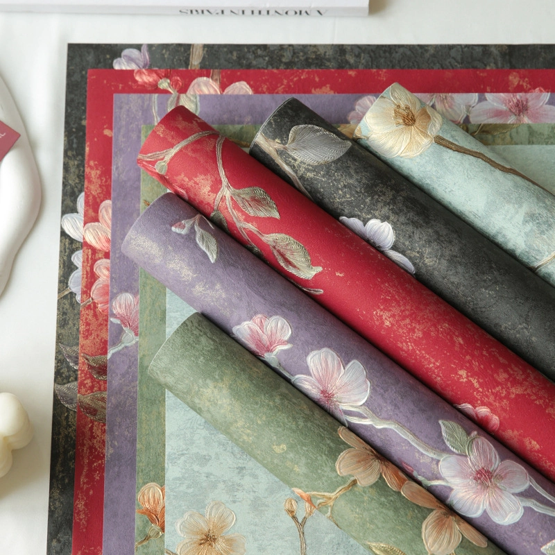 Giấy họa tiết dập nổi cánh hoa đào xấp 10 tờ ảnh 1