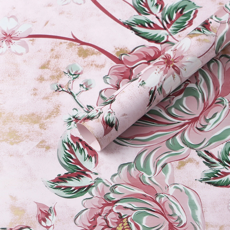Giấy gói hoa 2 mặt hoa tiết hoa hải đường cổ điển xấp 20 tờ 57x57 ảnh 13