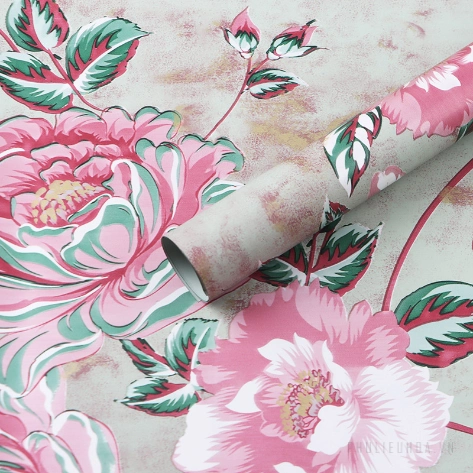Giấy gói hoa 2 mặt hoa tiết hoa hải đường cổ điển xấp 20 tờ 57x57 ảnh 11