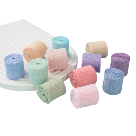 Ảnh sản phẩm Cuộn ruy băng voan nhăn crepe kim tuyến pastel gói hoa buộc nơ 4cm x5m 1