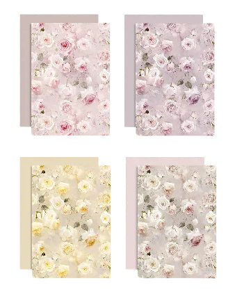 Ảnh sản phẩm Giấy gói hoa một mặt Fenghua họa tiết hoa hồng lãng mạn tone Pastel bản 35x50cm 1