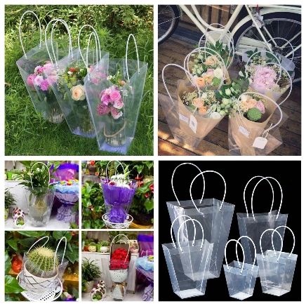Ảnh sản phẩm Túi nhựa trong suốt quai ống xách hoa, quà nhiều size (combo 10 túi) 1